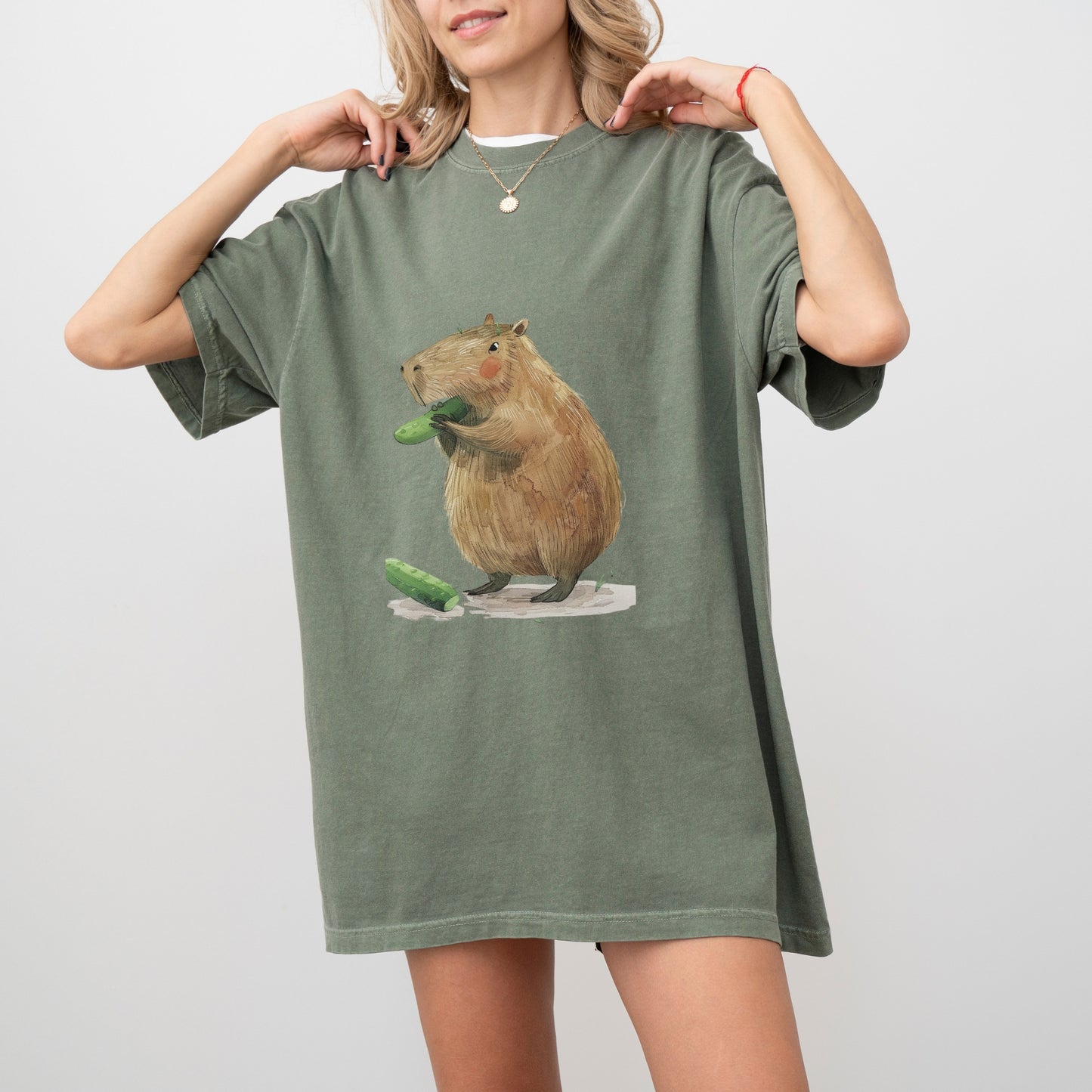 Capybara Cucumber T-Shirt | Fun & Quirky Comfort Colors Tee