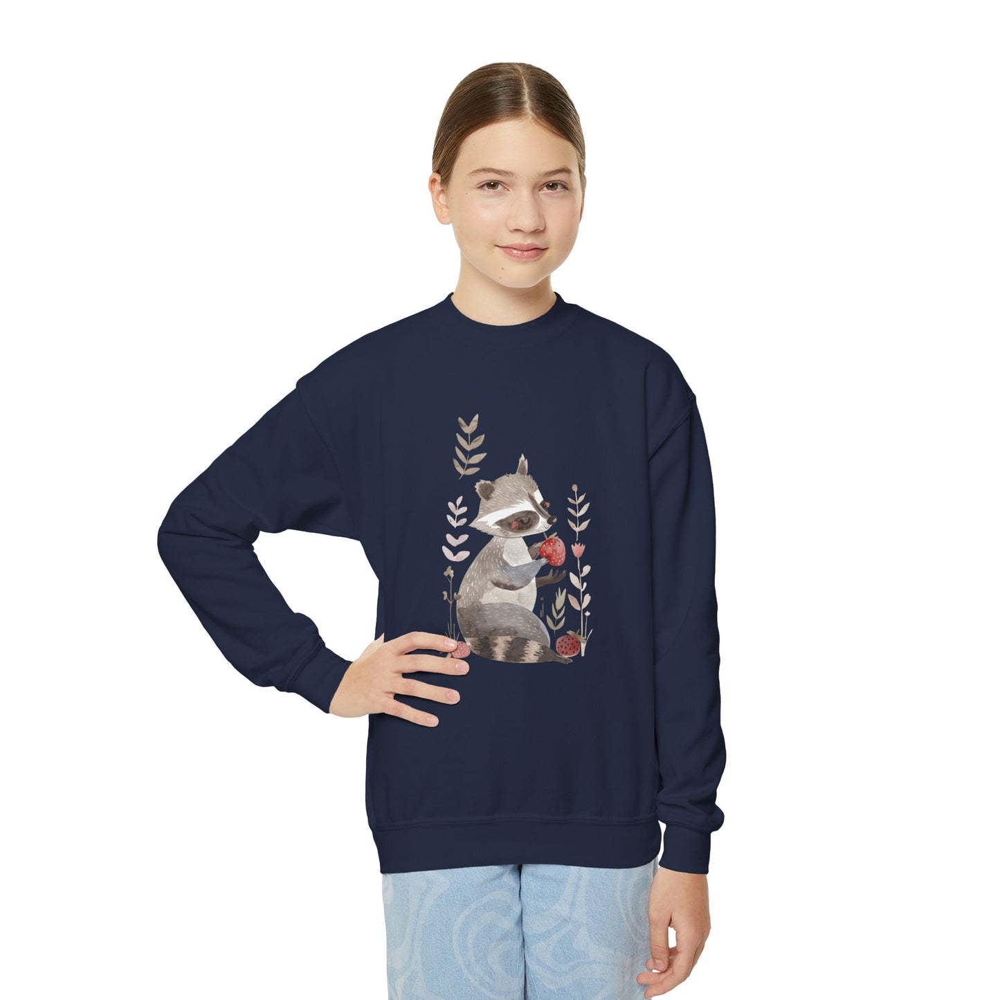 Kids' Raccoon Eating Strawberry Sweatshirt – Cozy & Playful Design