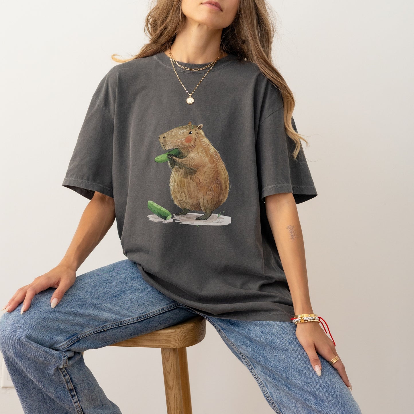 Capybara Cucumber T-Shirt | Fun & Quirky Comfort Colors Tee