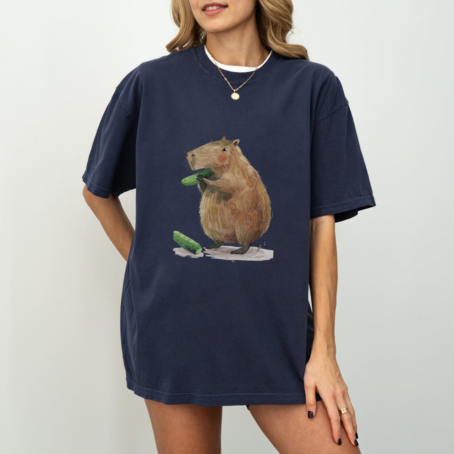 Capybara Cucumber T-Shirt | Fun & Quirky Comfort Colors Tee