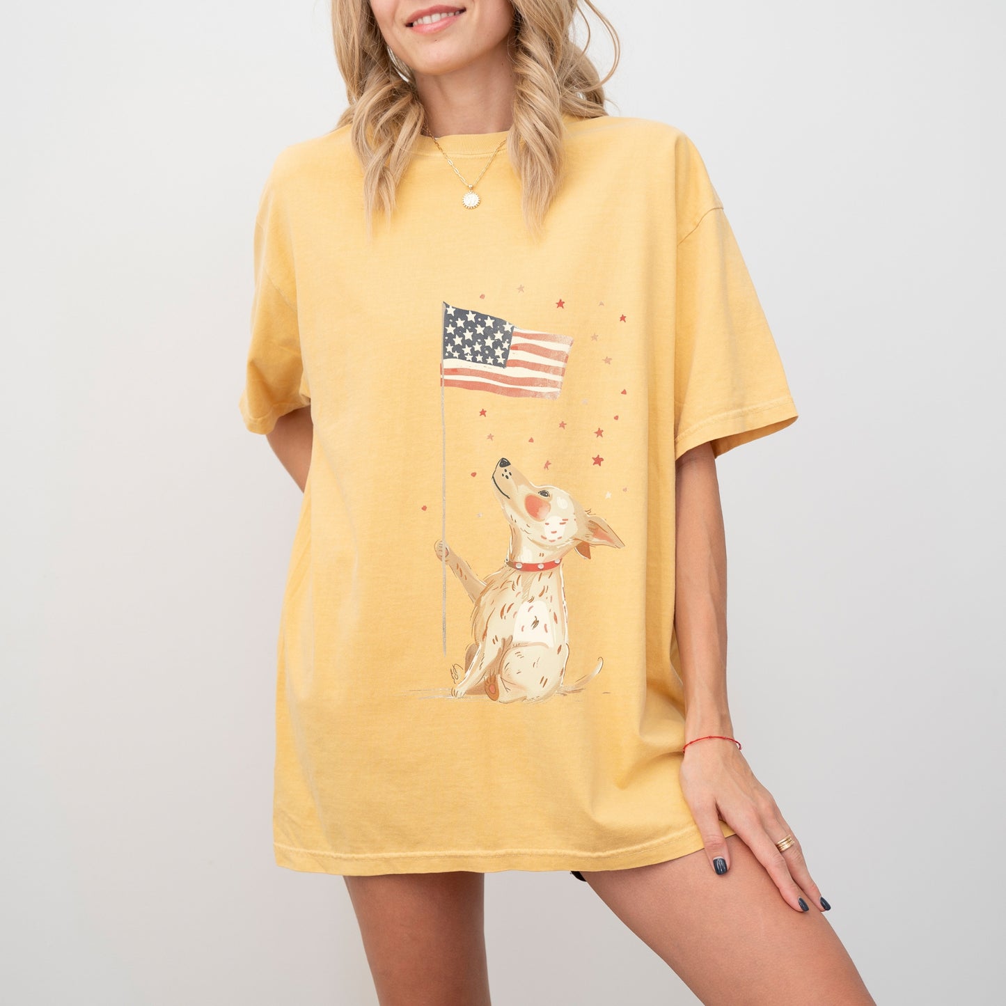 Patriotic Dog T-Shirt | Comfort Colors Tee with American Flag
