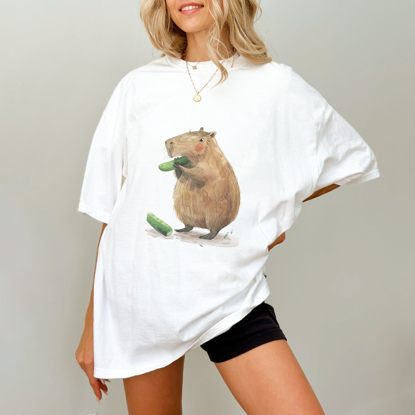 Capybara Cucumber T-Shirt | Fun & Quirky Comfort Colors Tee