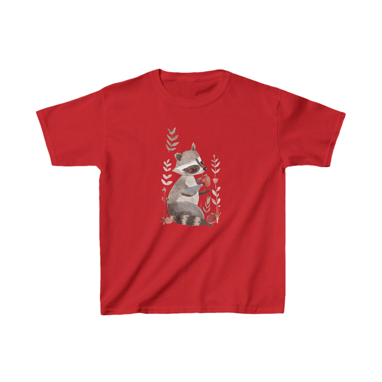 Kids' Raccoon Eating Strawberry T-Shirt – Cute & Comfortable Kids Apparel