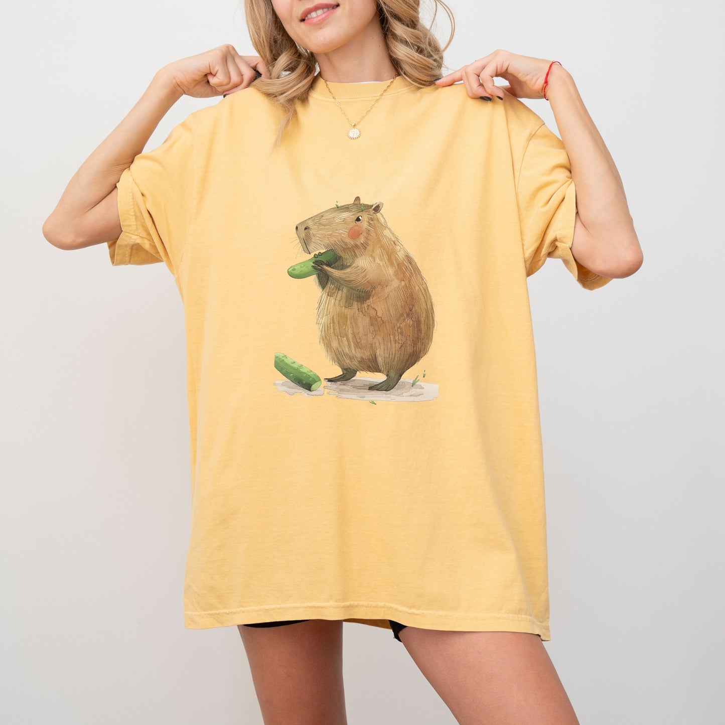 Capybara Cucumber T-Shirt | Fun & Quirky Comfort Colors Tee