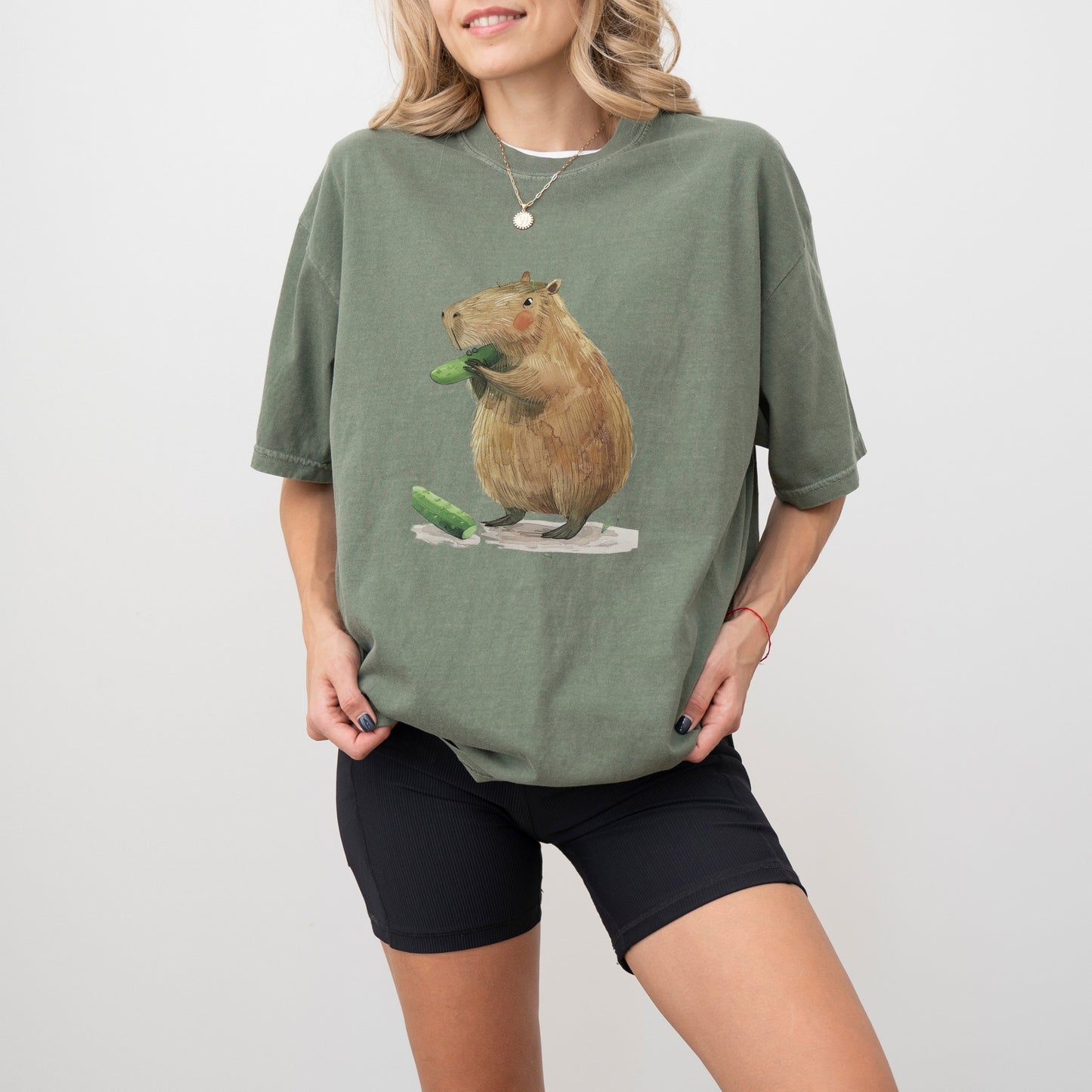 Capybara Cucumber T-Shirt | Fun & Quirky Comfort Colors Tee