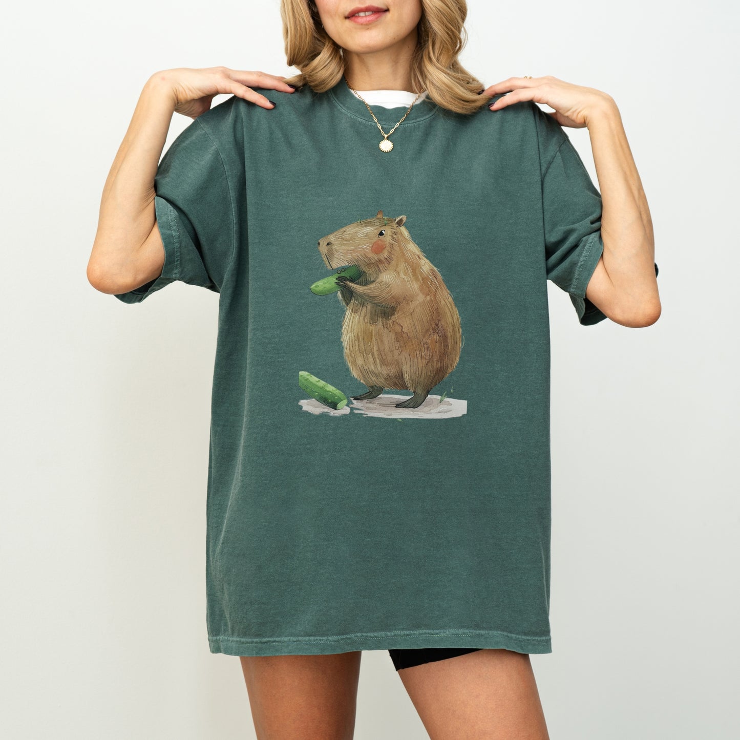 Capybara Cucumber T-Shirt | Fun & Quirky Comfort Colors Tee