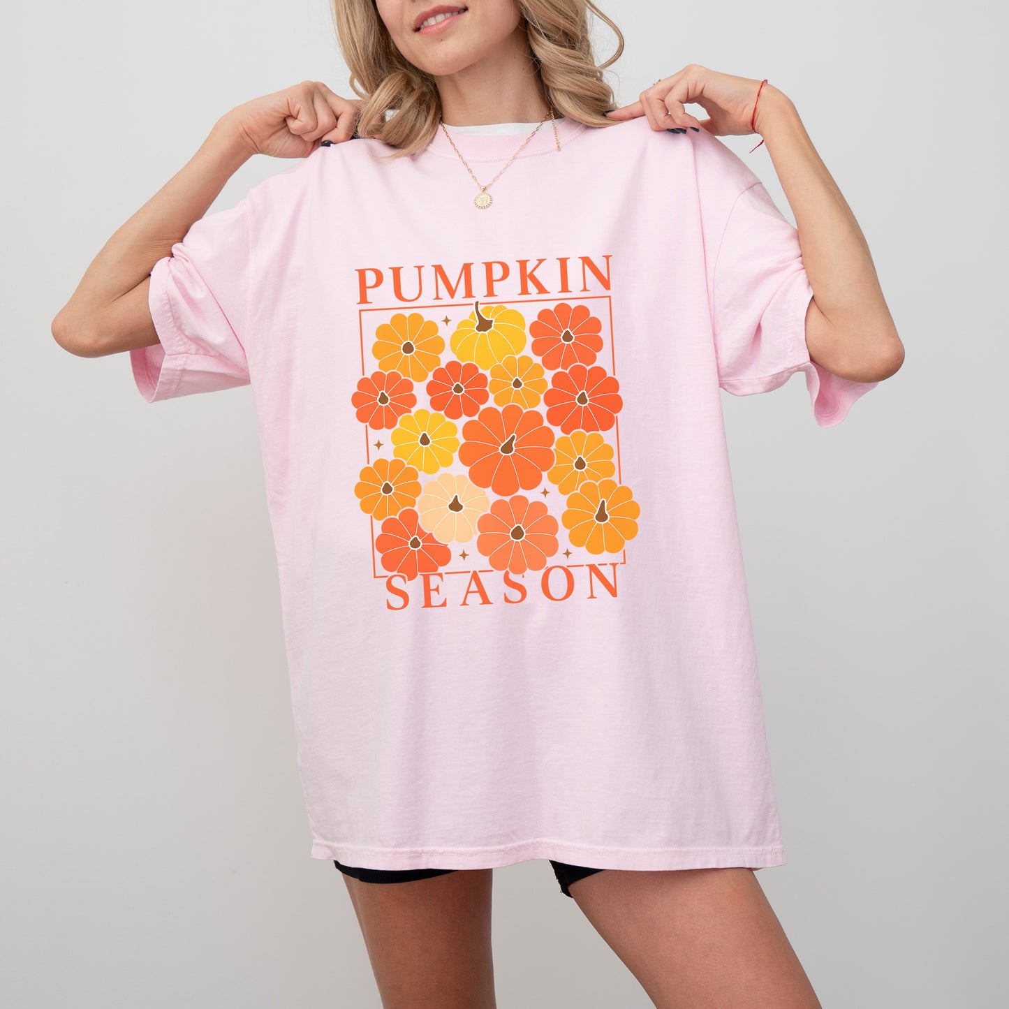 Pumpkin Season Shirt – Retro Fall Floral Tee for Autumn Lovers