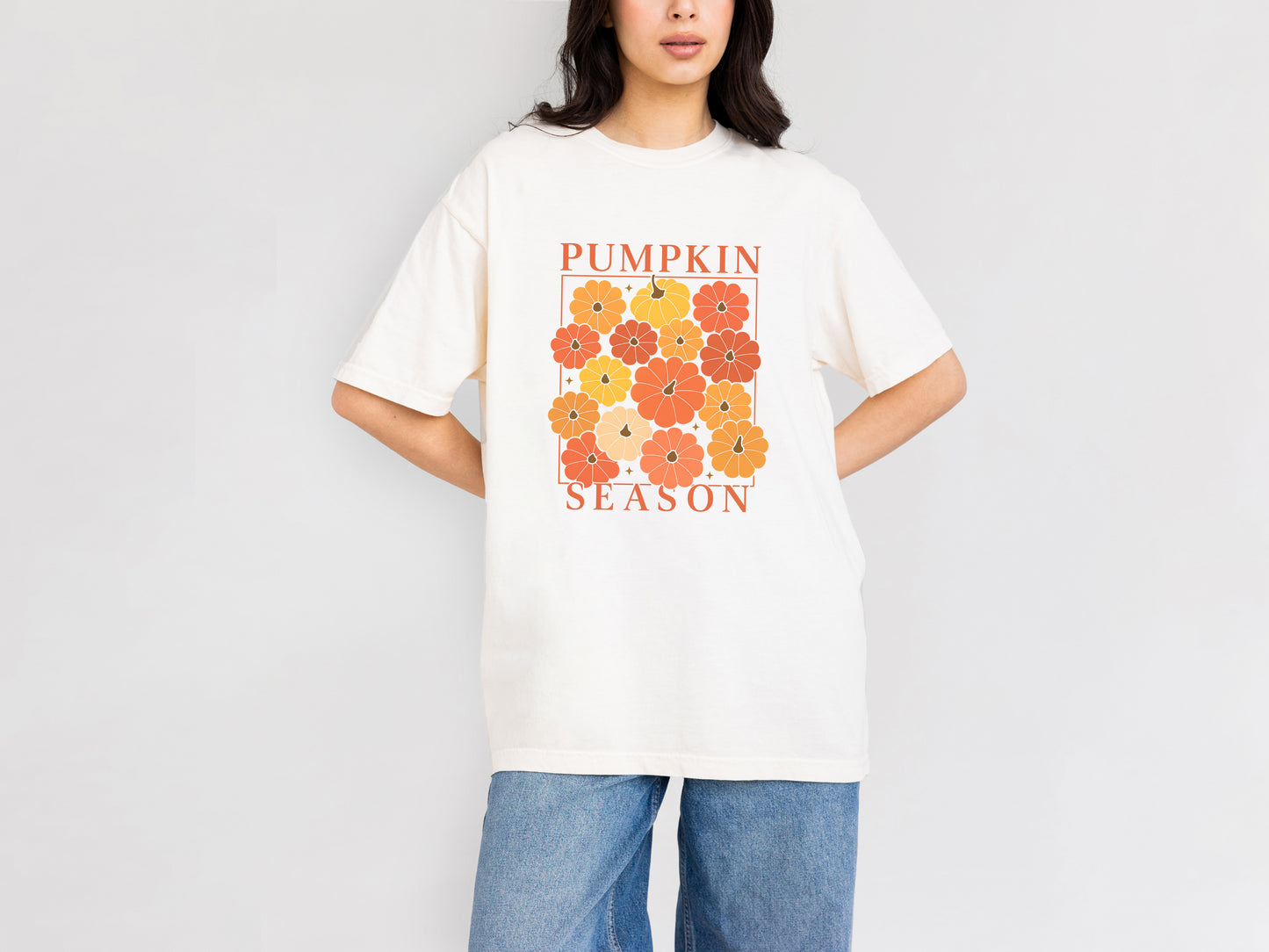 Pumpkin Season Shirt – Retro Fall Floral Tee for Autumn Lovers