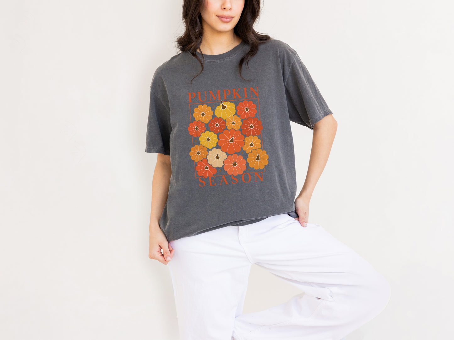 Pumpkin Season Shirt – Retro Fall Floral Tee for Autumn Lovers