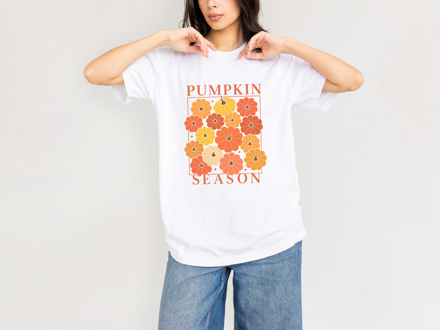 Pumpkin Season Shirt – Retro Fall Floral Tee for Autumn Lovers