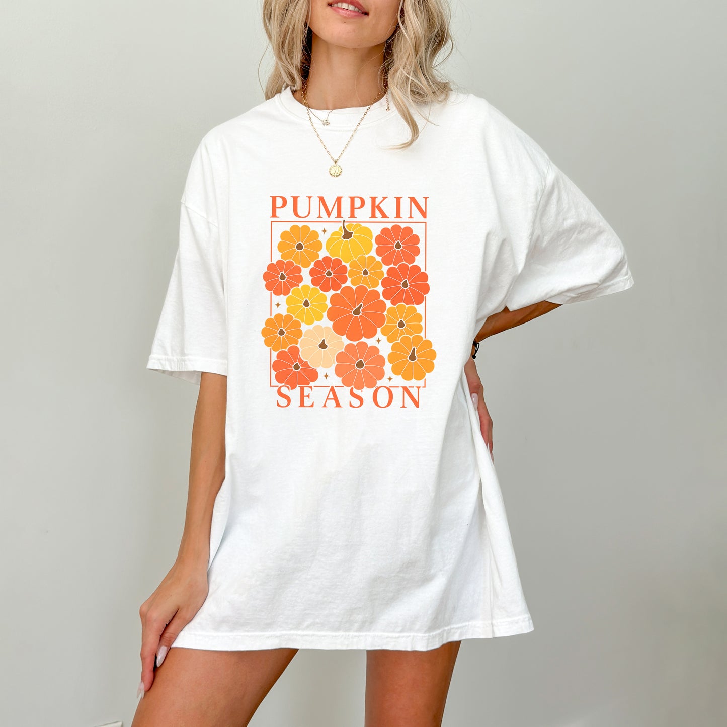 Pumpkin Season Shirt – Retro Fall Floral Tee for Autumn Lovers