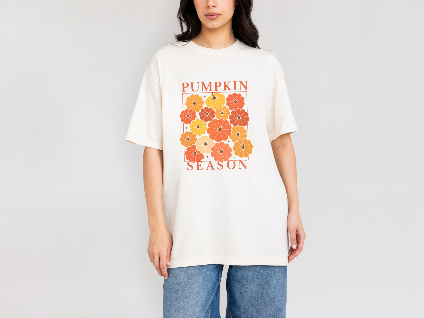 Pumpkin Season Shirt – Retro Fall Floral Tee for Autumn Lovers