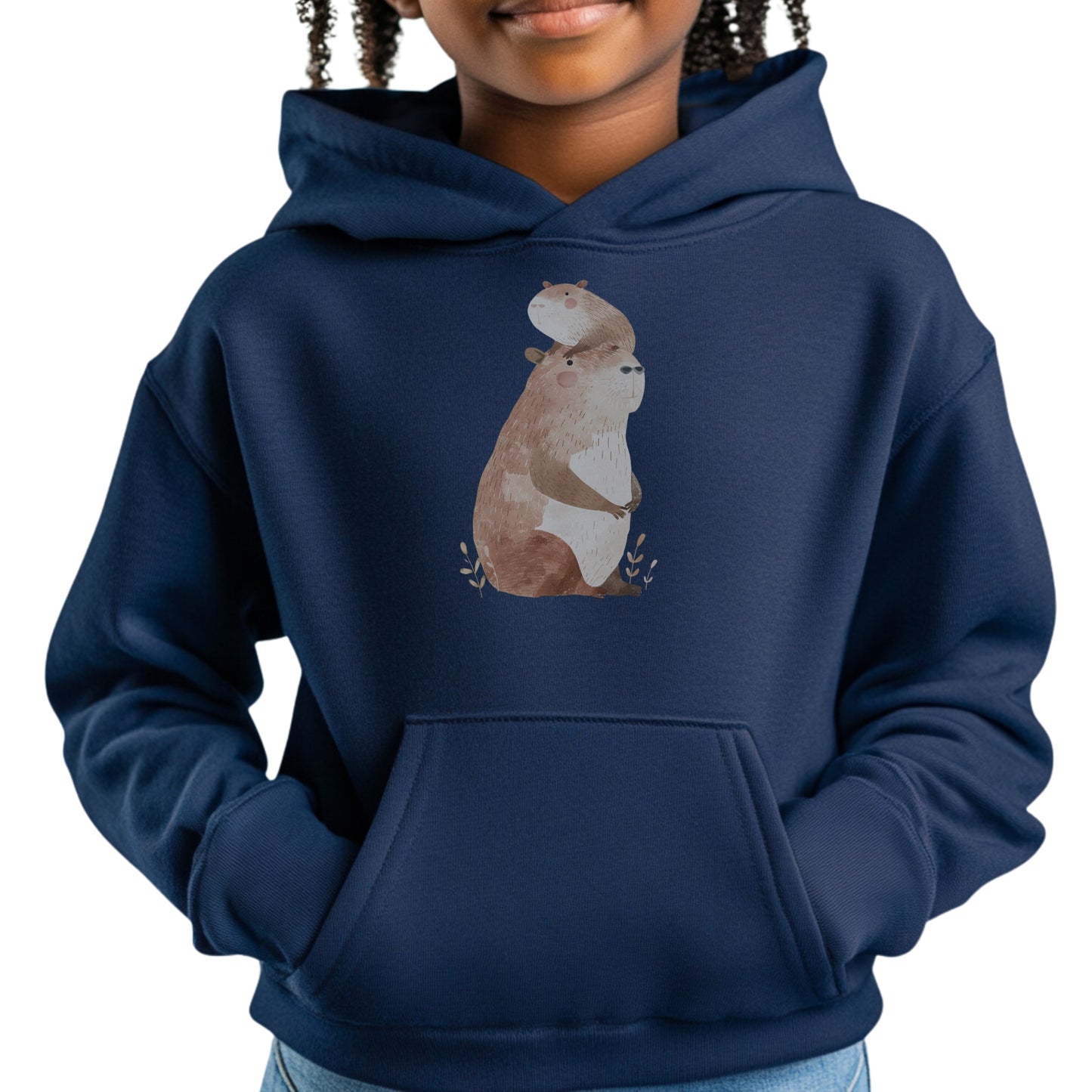 Kids' Capybara with Baby Hoodie – Comfy & Cute Heavy Blend Sweatshirt