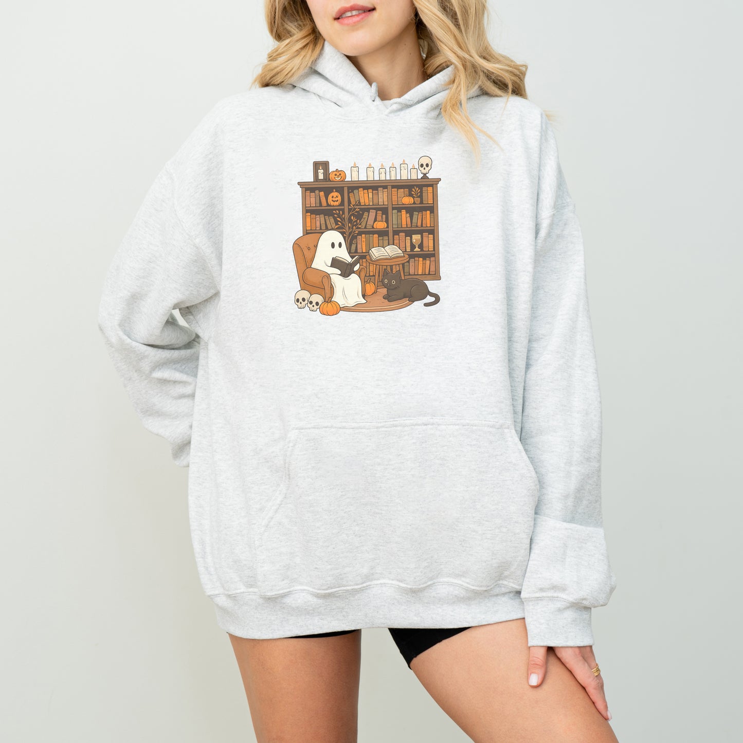 Ghost Reading Hoodie – Cute Halloween Bookish Sweatshirt for Fall