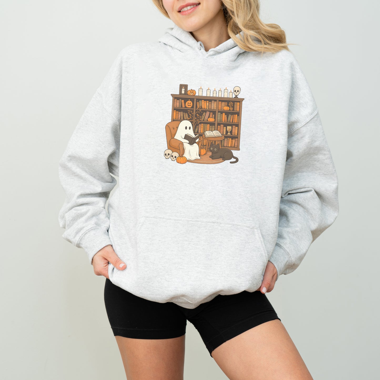 Ghost Reading Hoodie – Cute Halloween Bookish Sweatshirt for Fall