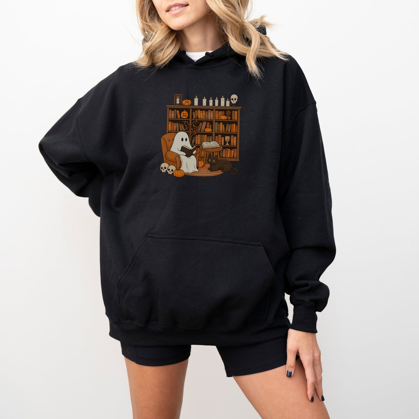 Ghost Reading Hoodie – Cute Halloween Bookish Sweatshirt for Fall