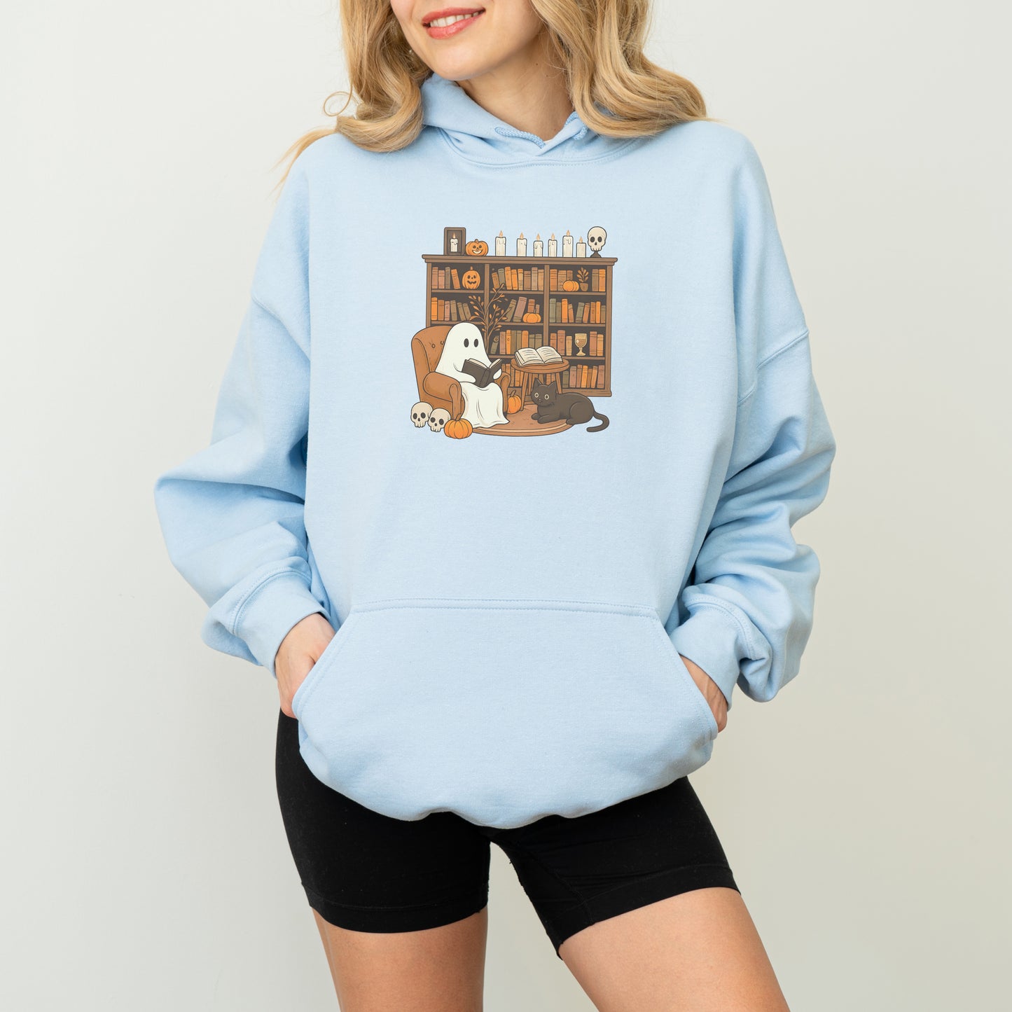 Ghost Reading Hoodie – Cute Halloween Bookish Sweatshirt for Fall