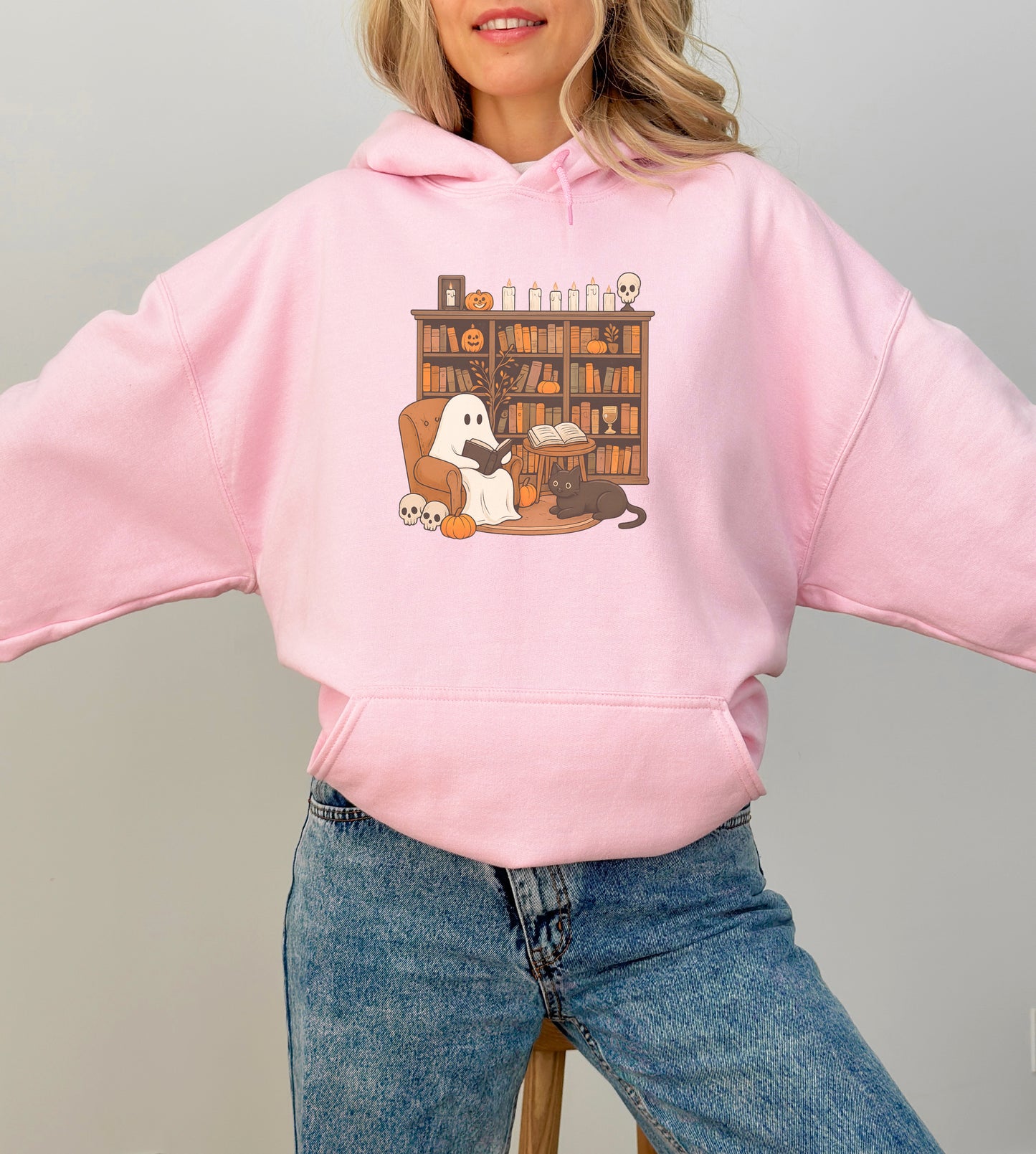 Ghost Reading Hoodie – Cute Halloween Bookish Sweatshirt for Fall