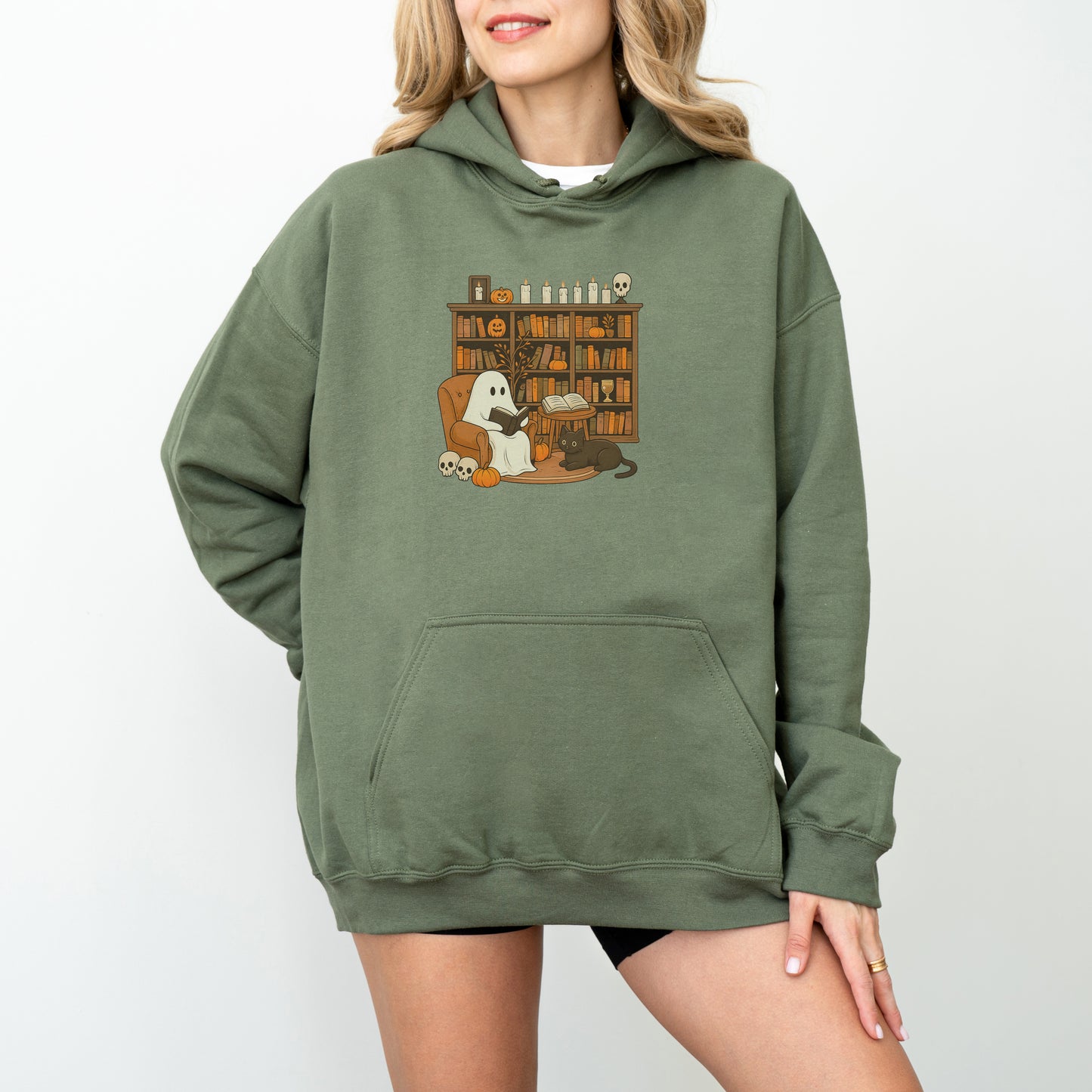 Ghost Reading Hoodie – Cute Halloween Bookish Sweatshirt for Fall