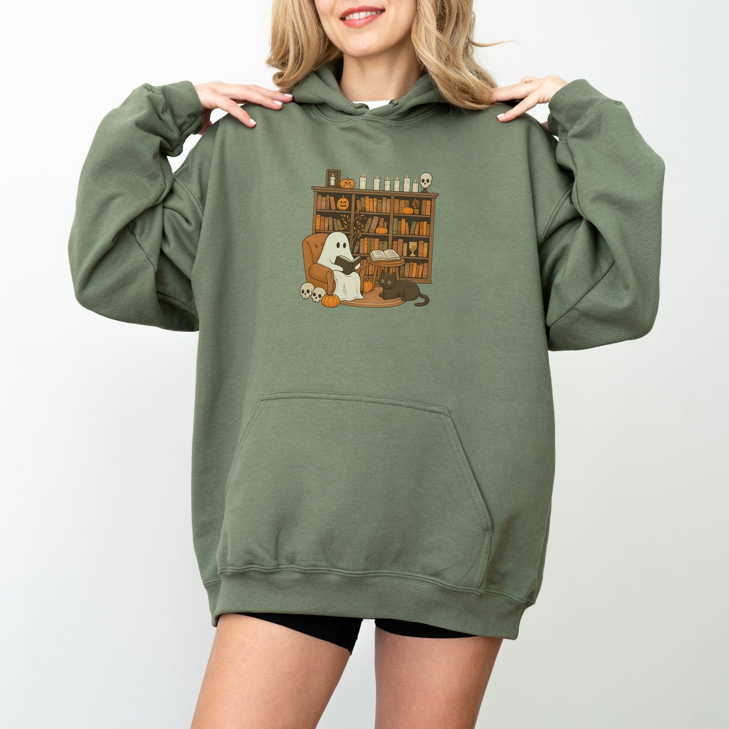 Ghost Reading Hoodie – Cute Halloween Bookish Sweatshirt for Fall