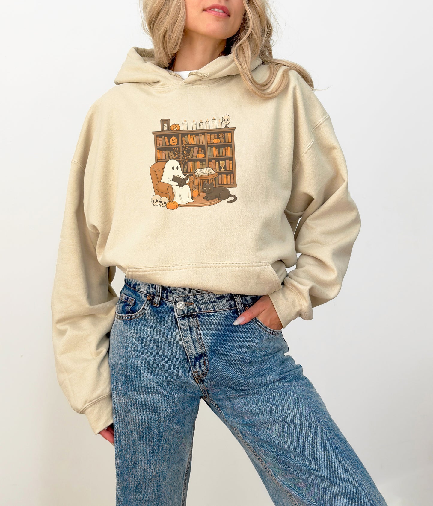 Ghost Reading Hoodie – Cute Halloween Bookish Sweatshirt for Fall