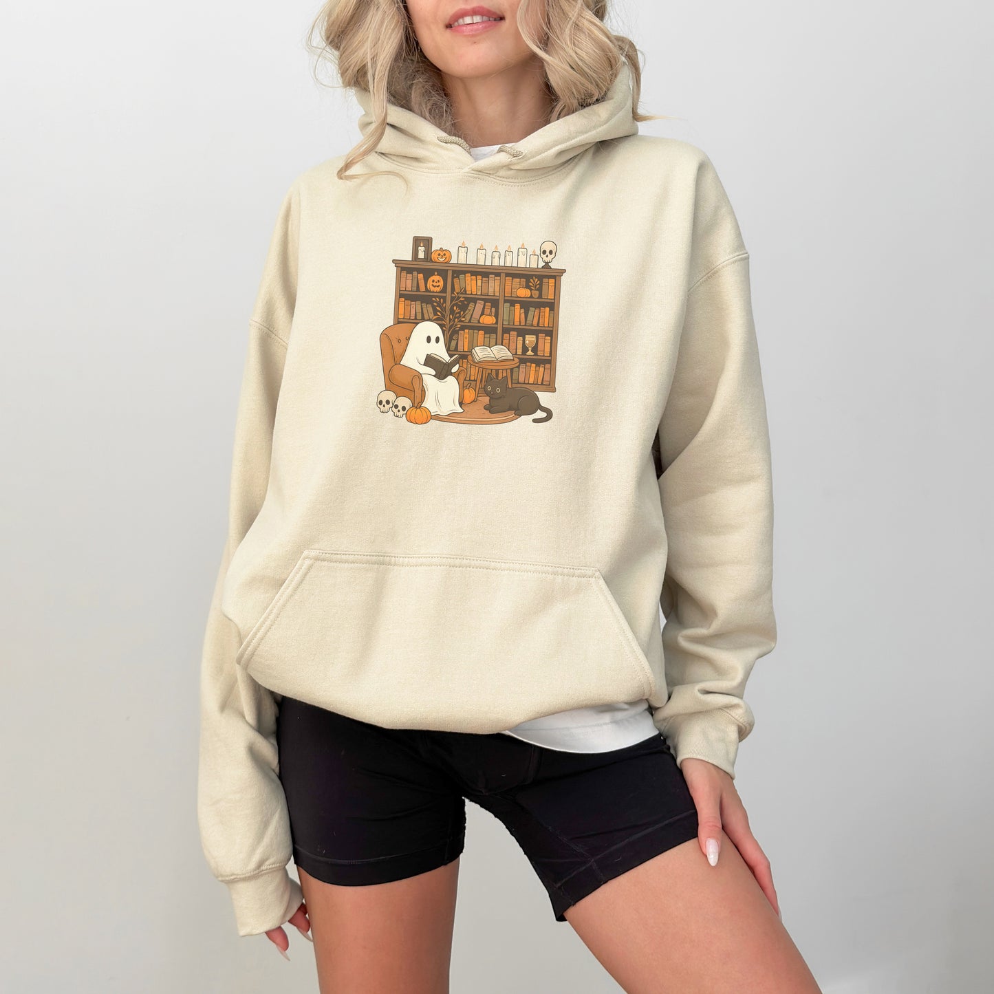 Ghost Reading Hoodie – Cute Halloween Bookish Sweatshirt for Fall
