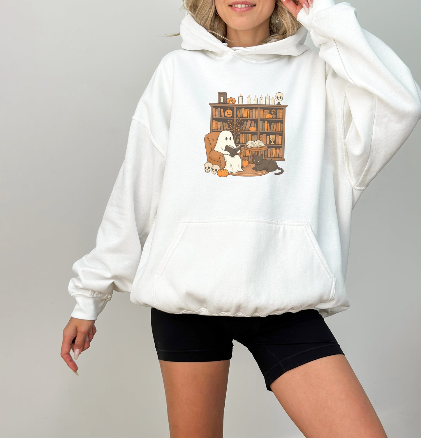 Ghost Reading Hoodie – Cute Halloween Bookish Sweatshirt for Fall