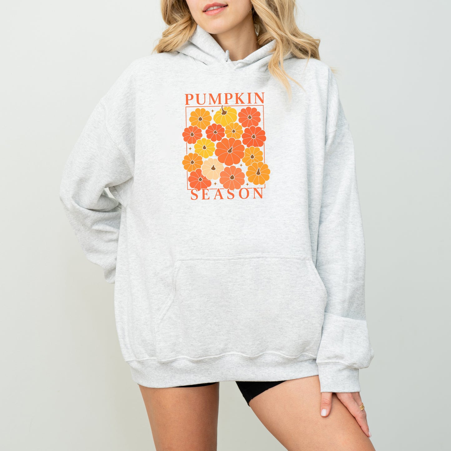 Pumpkin Season Hoodie – Cozy Fall Floral Pullover for Autumn Vibes