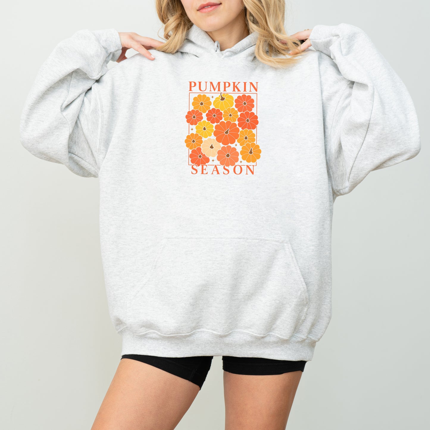 Pumpkin Season Hoodie – Cozy Fall Floral Pullover for Autumn Vibes