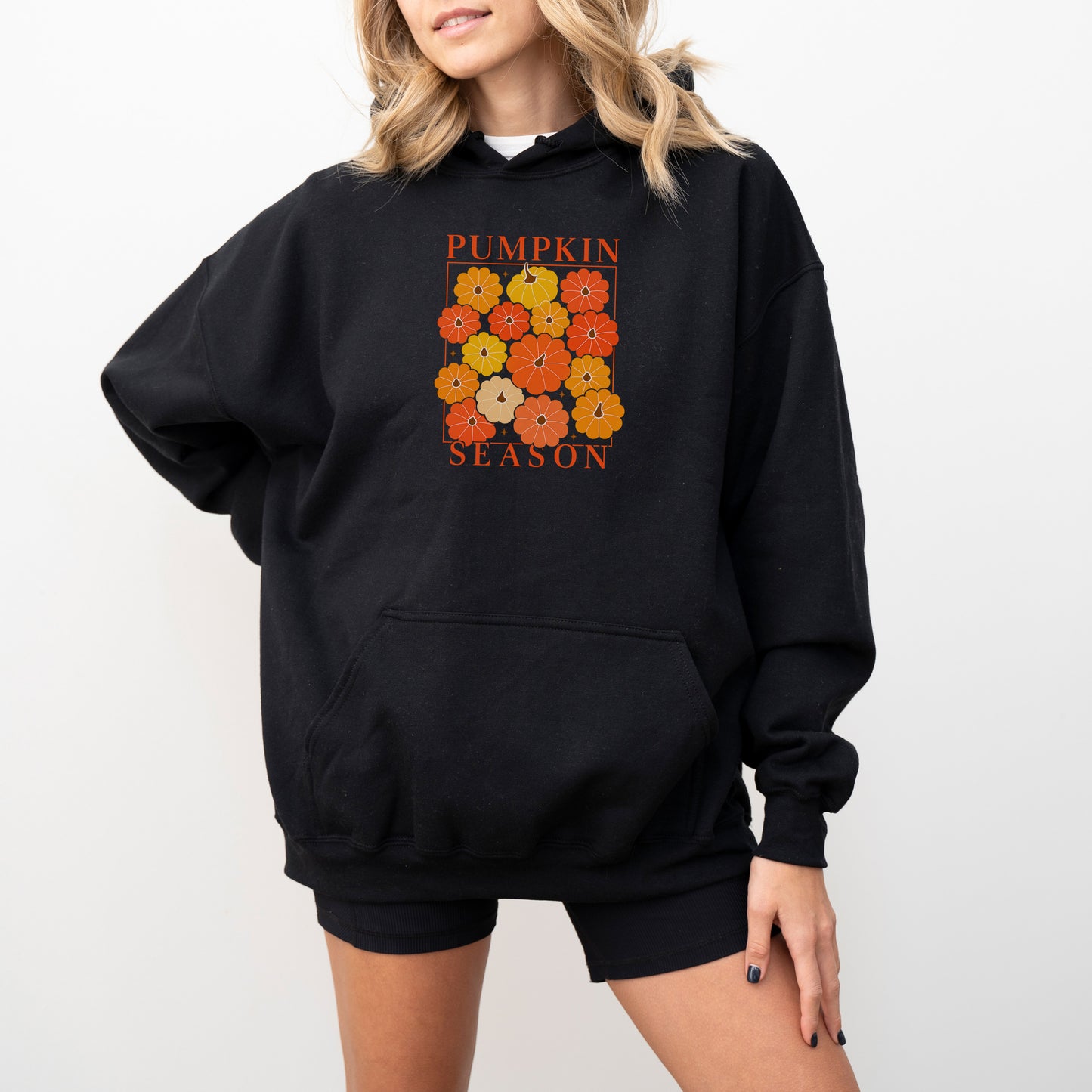 Pumpkin Season Hoodie – Cozy Fall Floral Pullover for Autumn Vibes