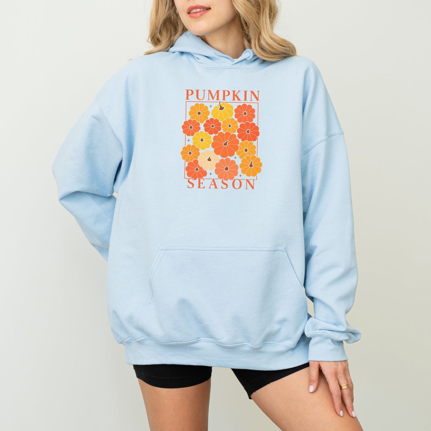 Pumpkin Season Hoodie – Cozy Fall Floral Pullover for Autumn Vibes
