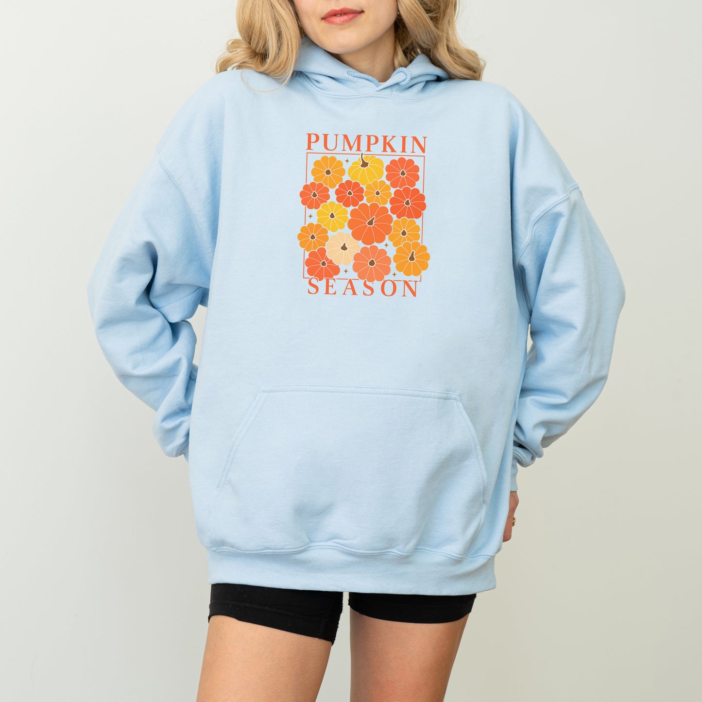 Pumpkin Season Hoodie – Cozy Fall Floral Pullover for Autumn Vibes