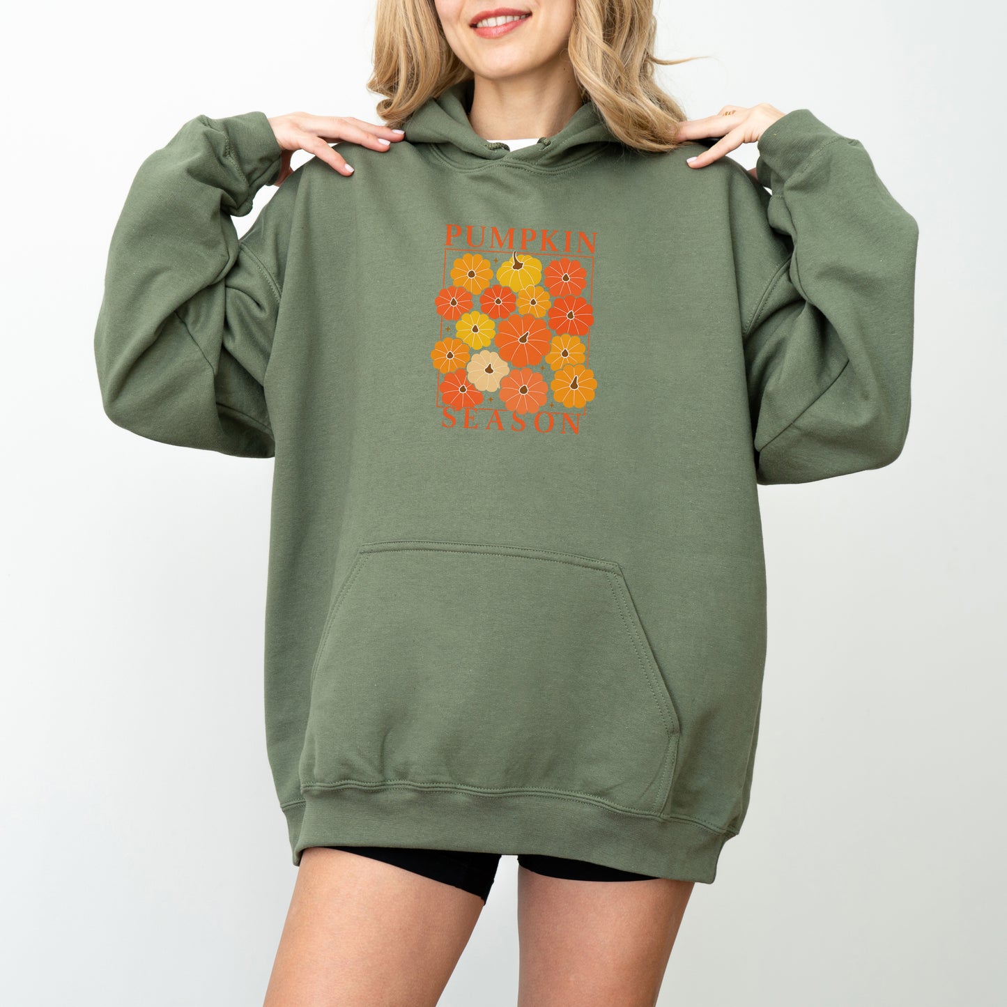 Pumpkin Season Hoodie – Cozy Fall Floral Pullover for Autumn Vibes