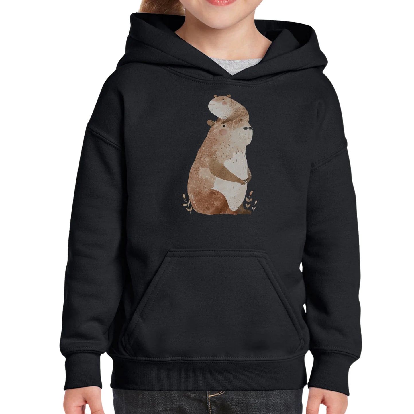 Kids' Capybara with Baby Hoodie – Comfy & Cute Heavy Blend Sweatshirt