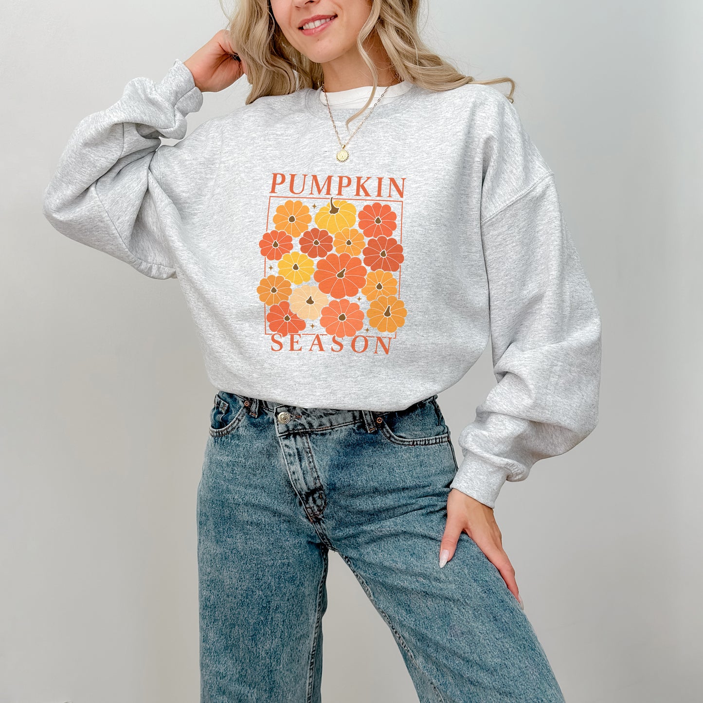 Pumpkin Season Sweatshirt – Cozy Fall Floral Graphic Pullover