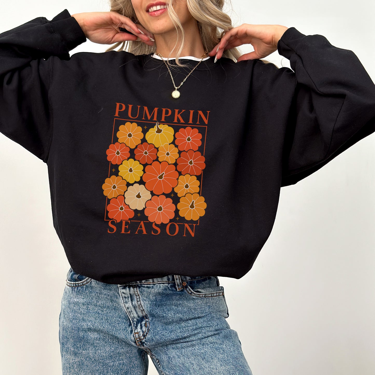 Pumpkin Season Sweatshirt – Cozy Fall Floral Graphic Pullover