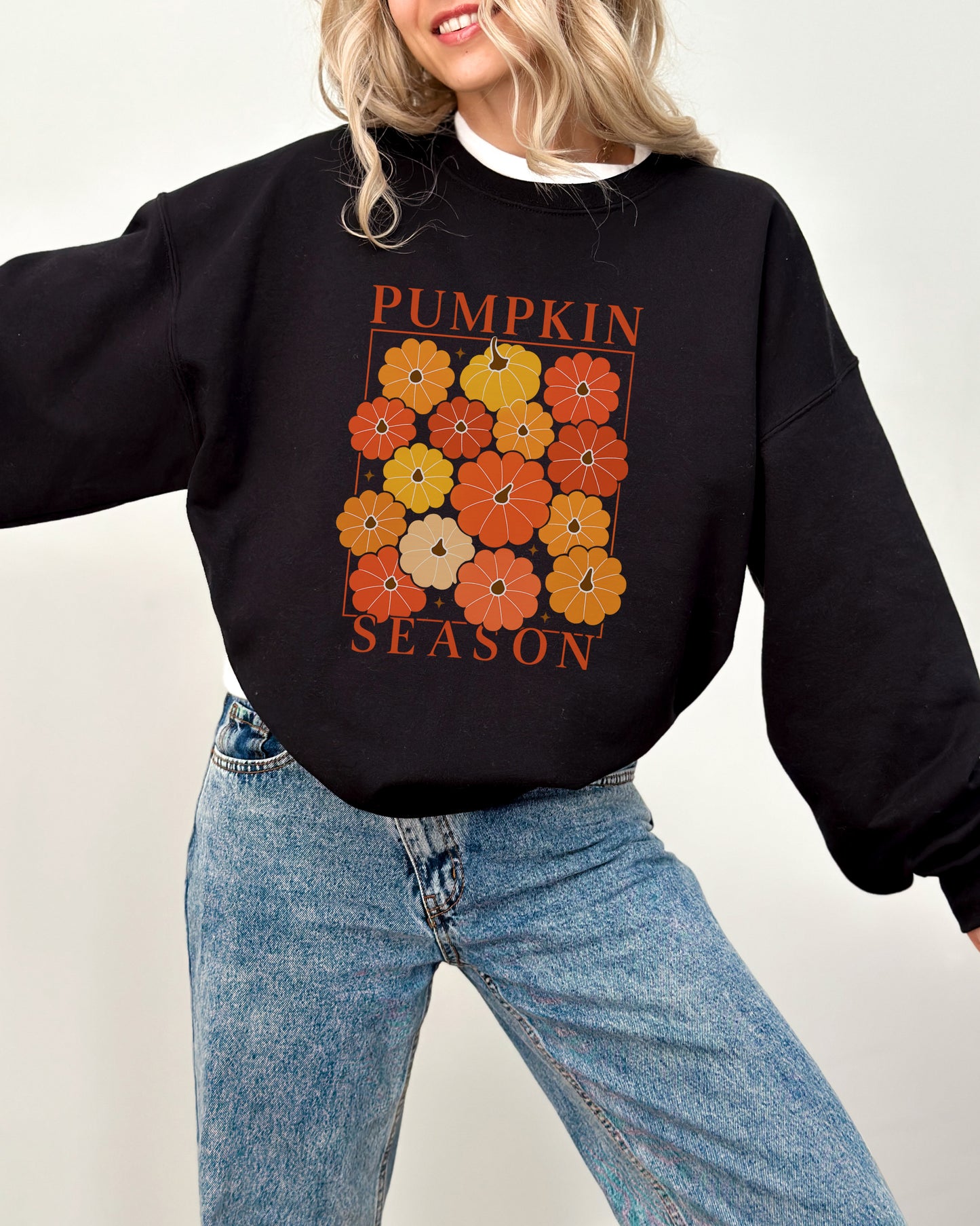 Pumpkin Season Sweatshirt – Cozy Fall Floral Graphic Pullover