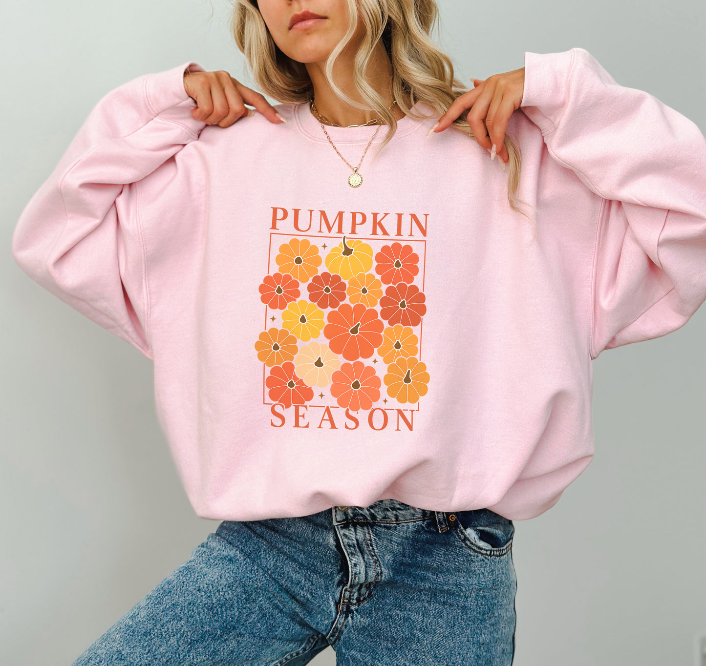 Pumpkin Season Sweatshirt – Cozy Fall Floral Graphic Pullover