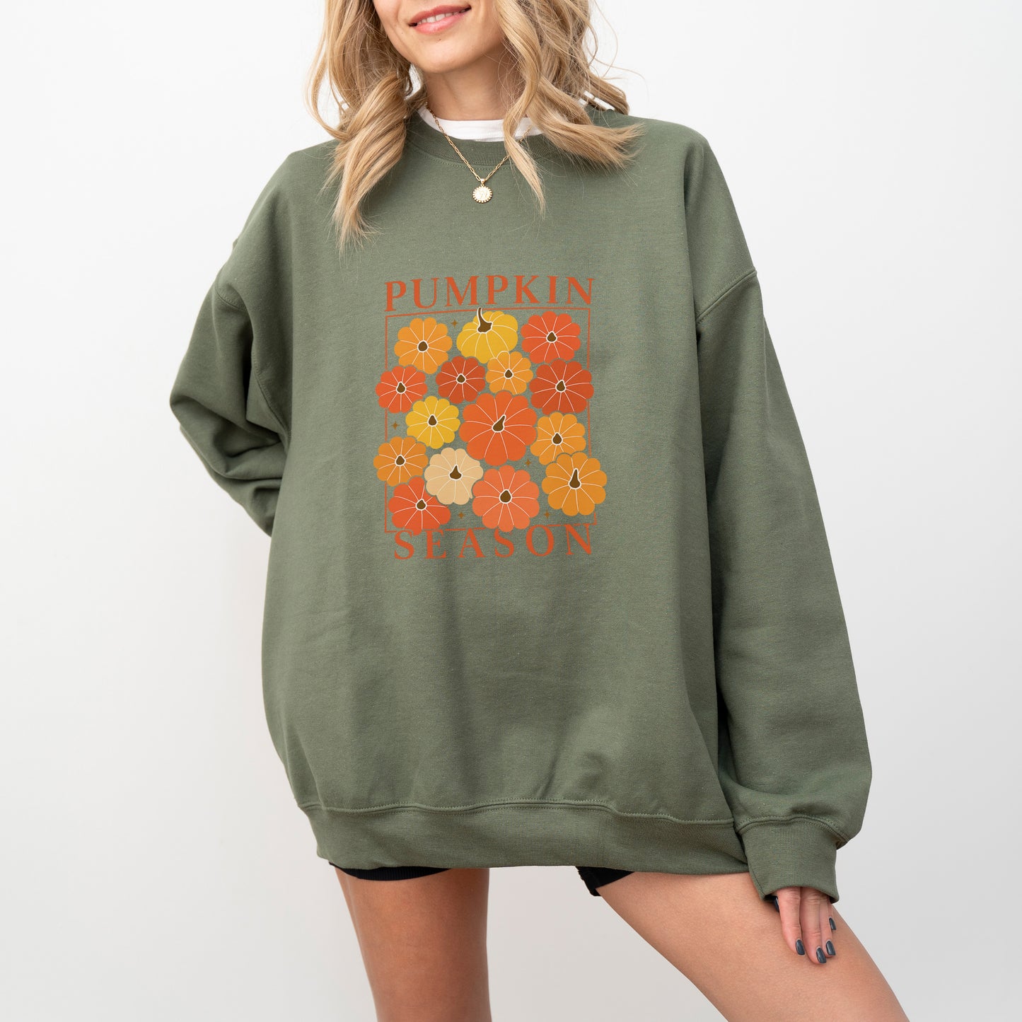 Pumpkin Season Sweatshirt – Cozy Fall Floral Graphic Pullover