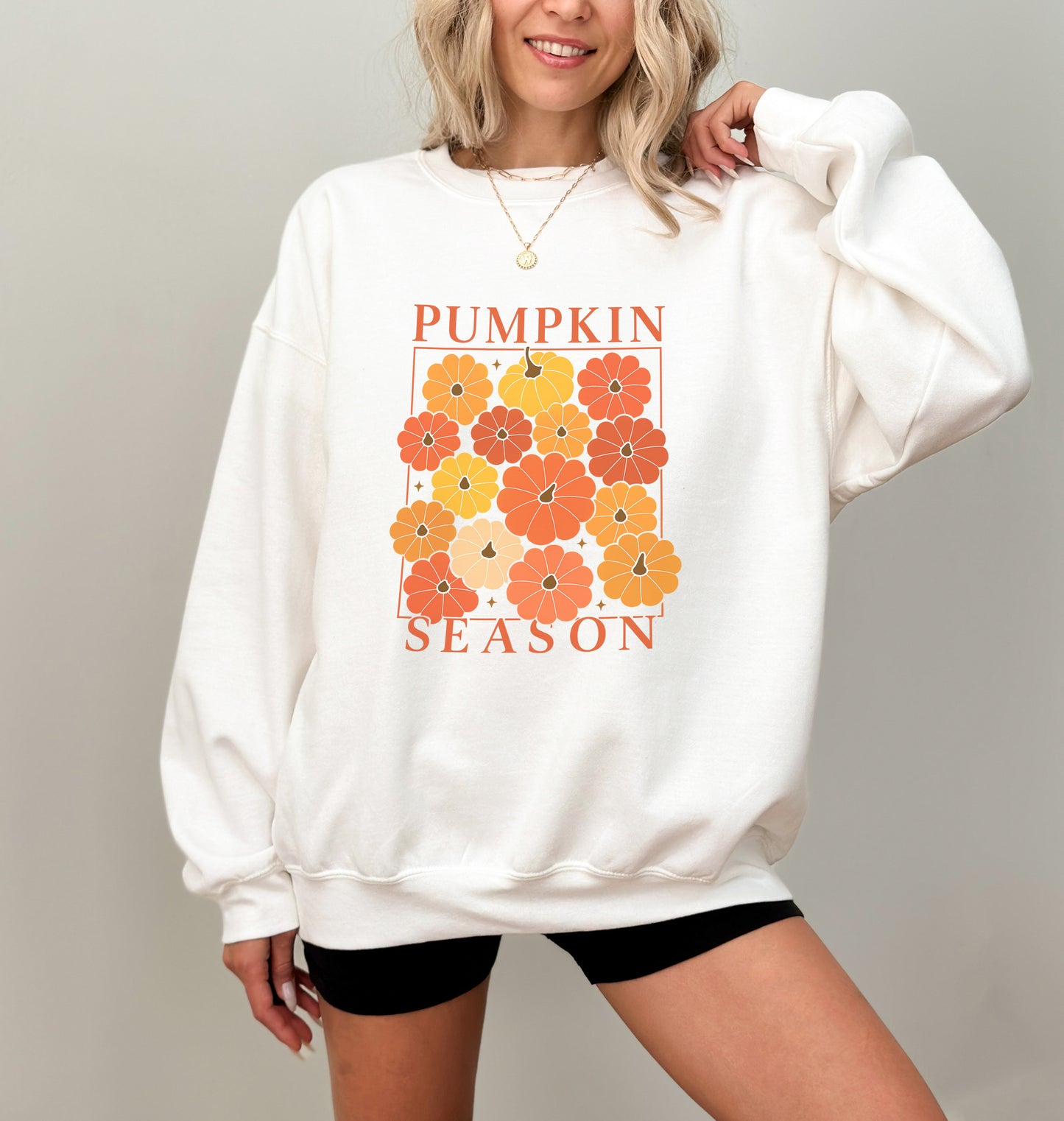 Pumpkin Season Sweatshirt – Cozy Fall Floral Graphic Pullover