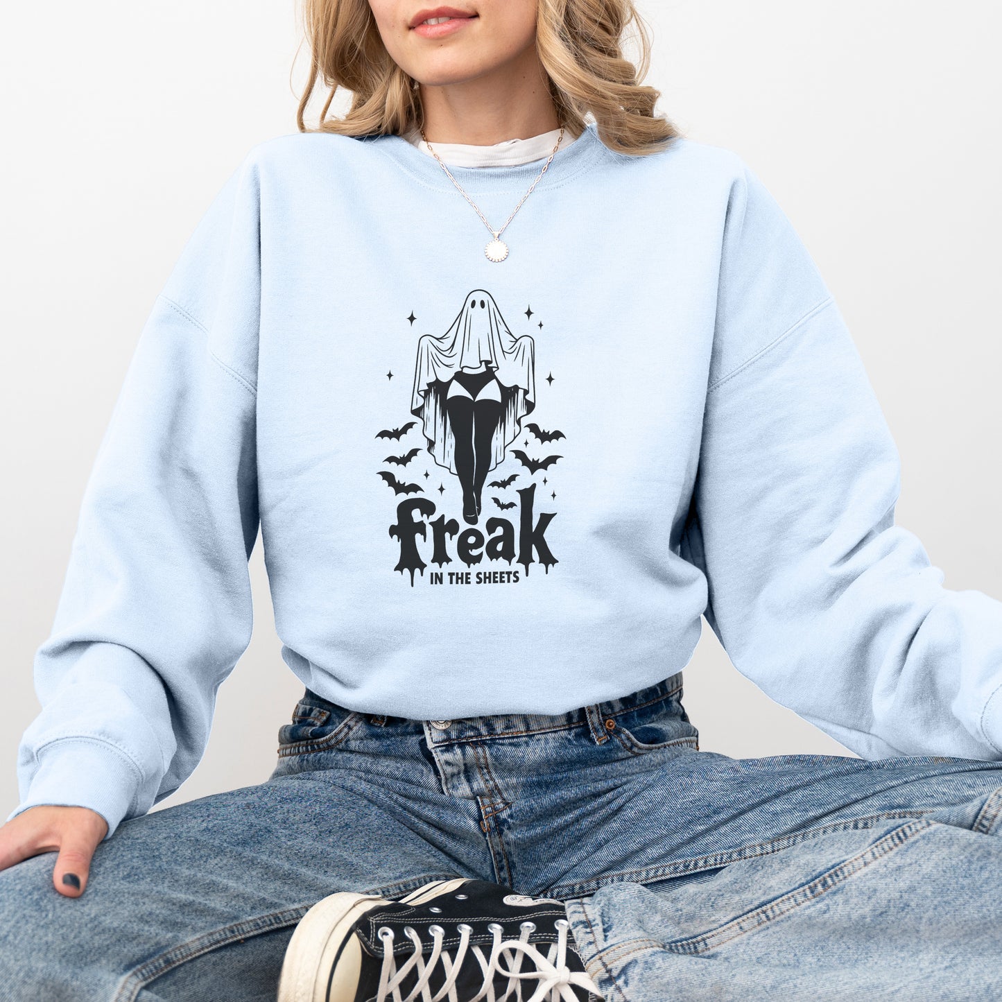 Freak in the Sheets Sweatshirt – Funny Ghost Halloween Pullover
