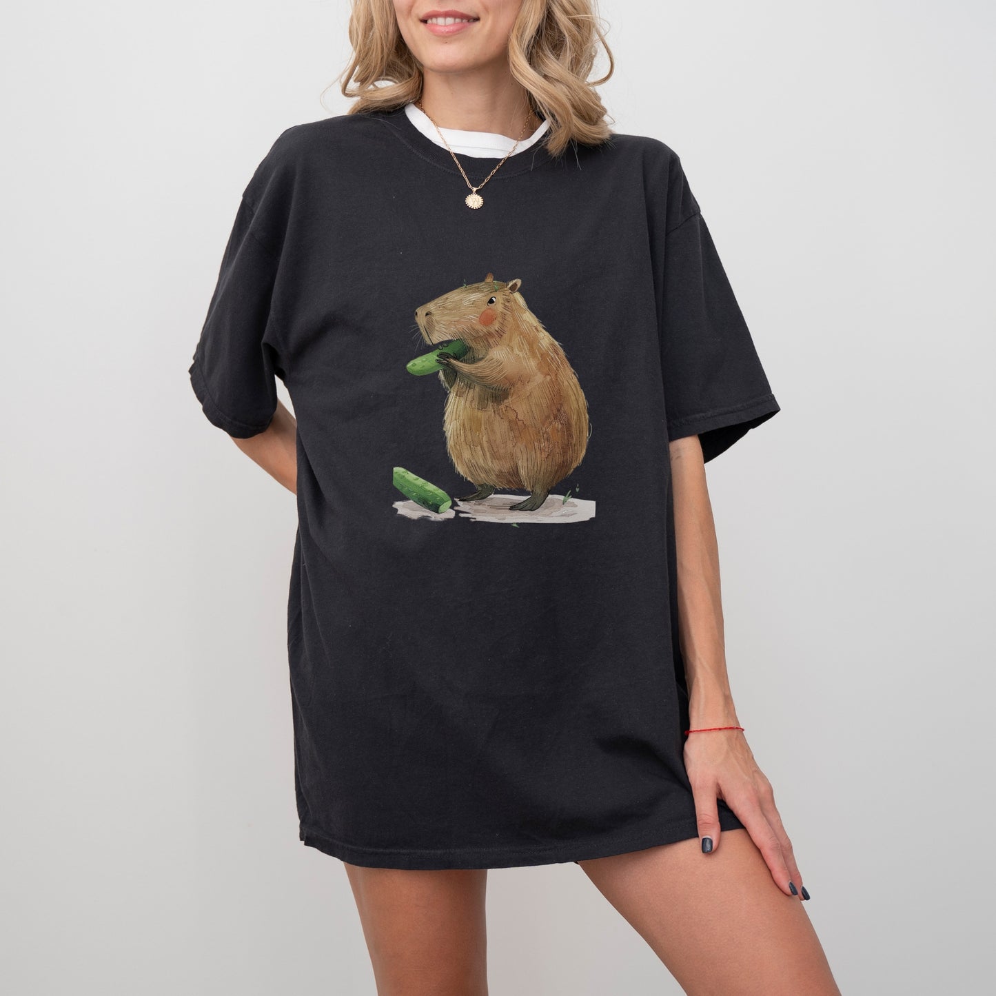Capybara Cucumber T-Shirt | Fun & Quirky Comfort Colors Tee