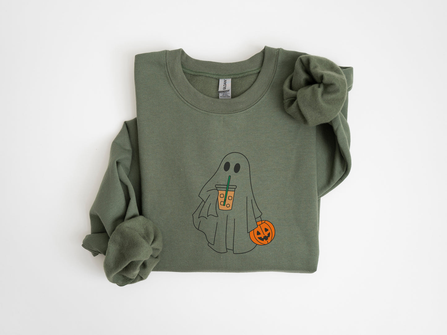 Cute Ghost Coffee Sweatshirt – Halloween Fall Graphic Pullover