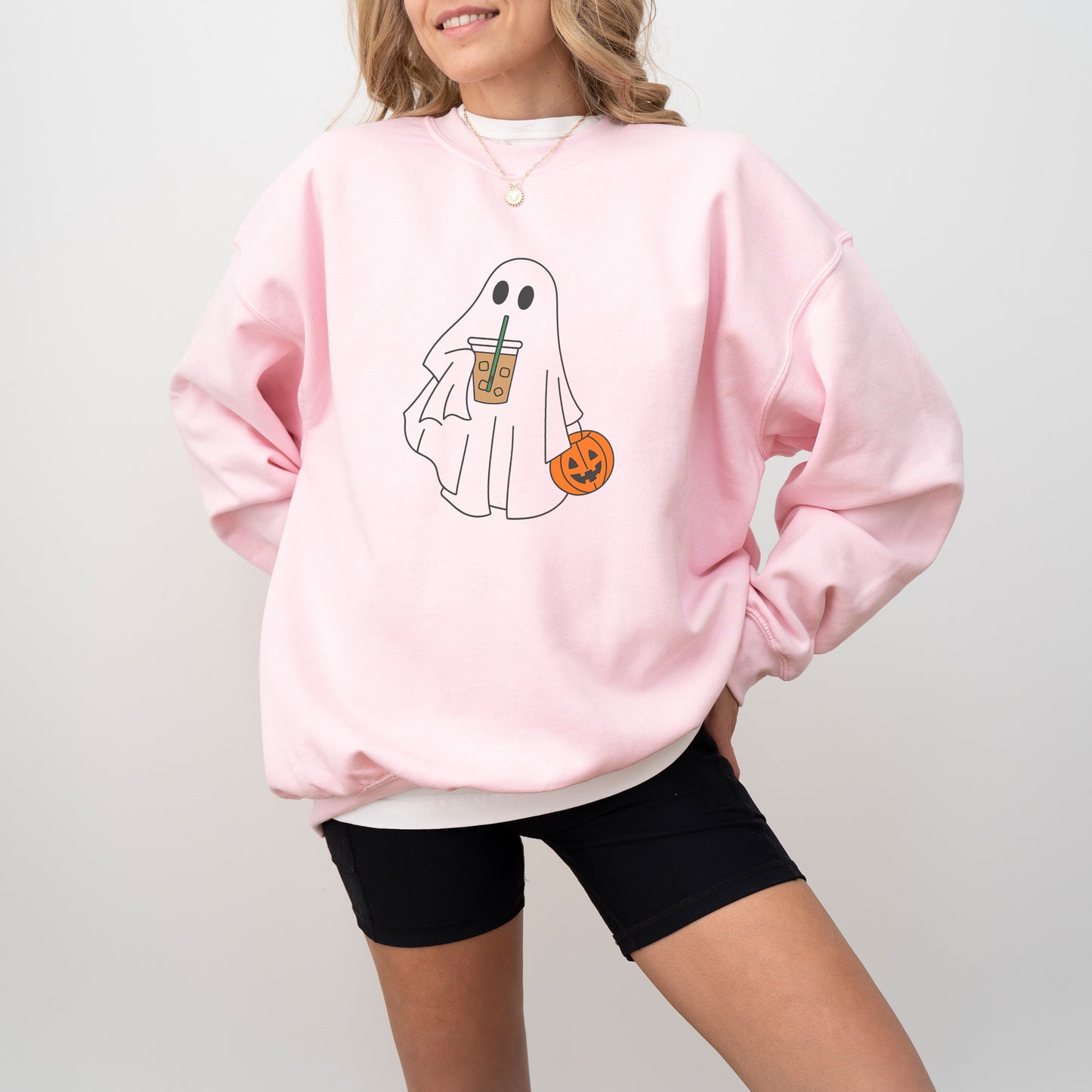 Cute Ghost Coffee Sweatshirt – Halloween Fall Graphic Pullover