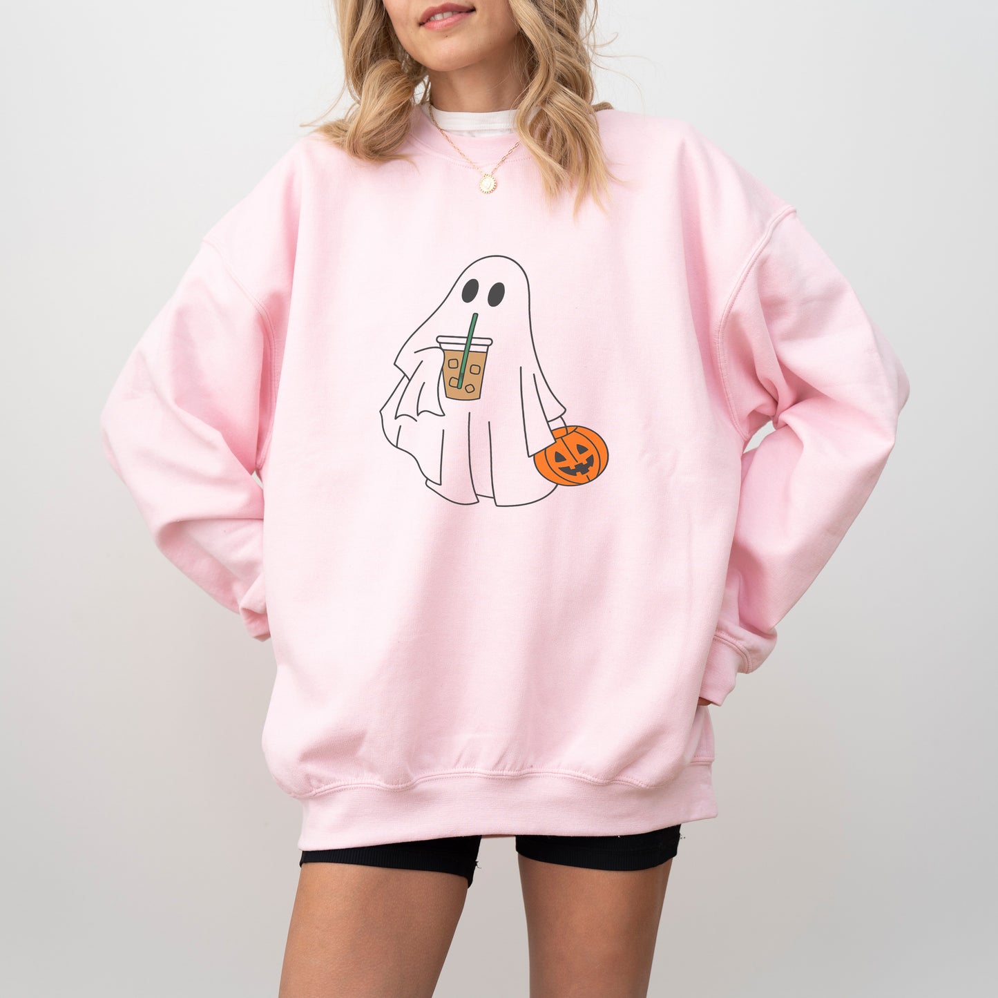 Cute Ghost Coffee Sweatshirt – Halloween Fall Graphic Pullover