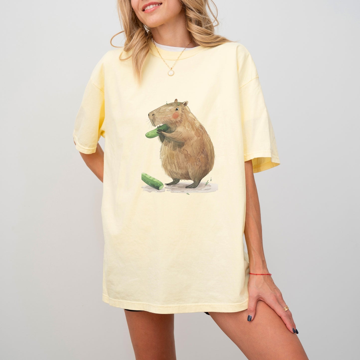 Capybara Cucumber T-Shirt | Fun & Quirky Comfort Colors Tee