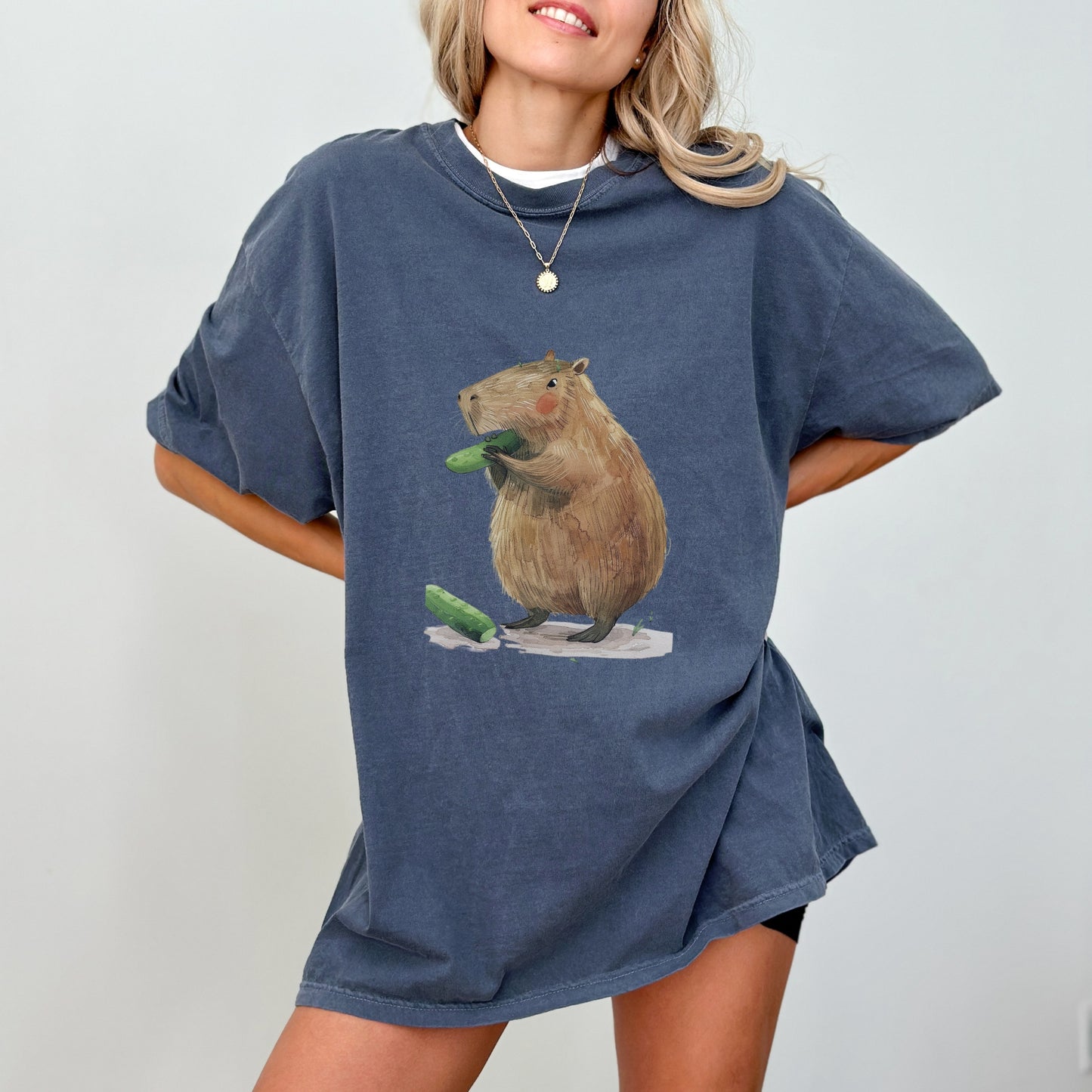 Capybara Cucumber T-Shirt | Fun & Quirky Comfort Colors Tee
