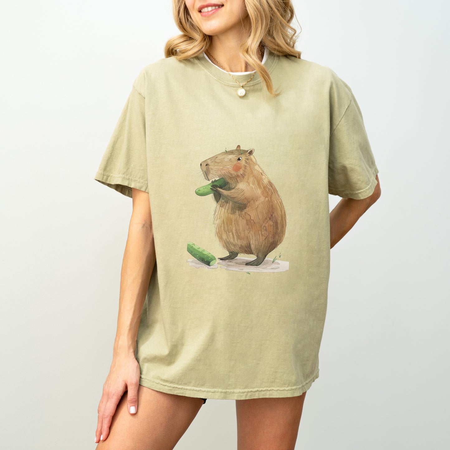Capybara Cucumber T-Shirt | Fun & Quirky Comfort Colors Tee
