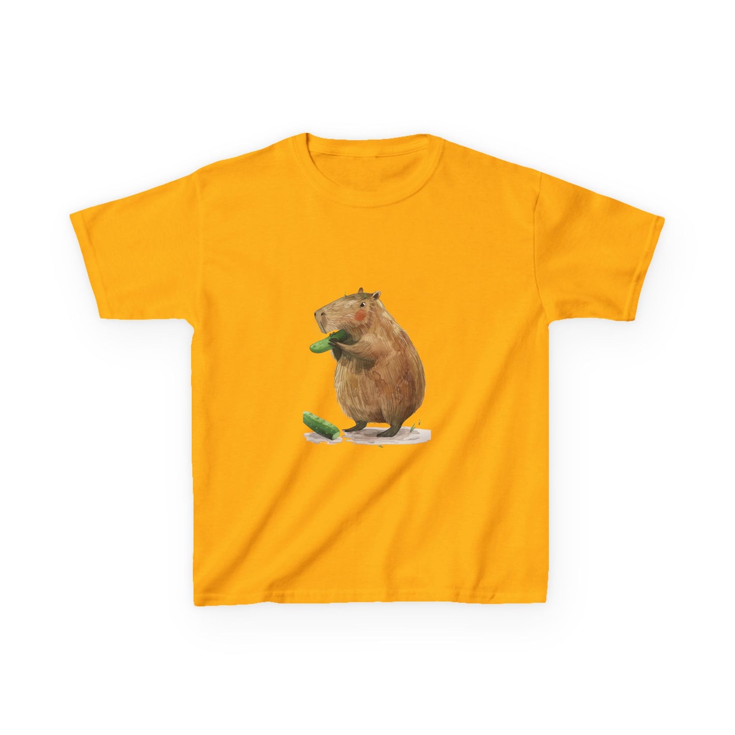 Kids' Capybara Eating Pickle T-Shirt - Fun & Comfortable