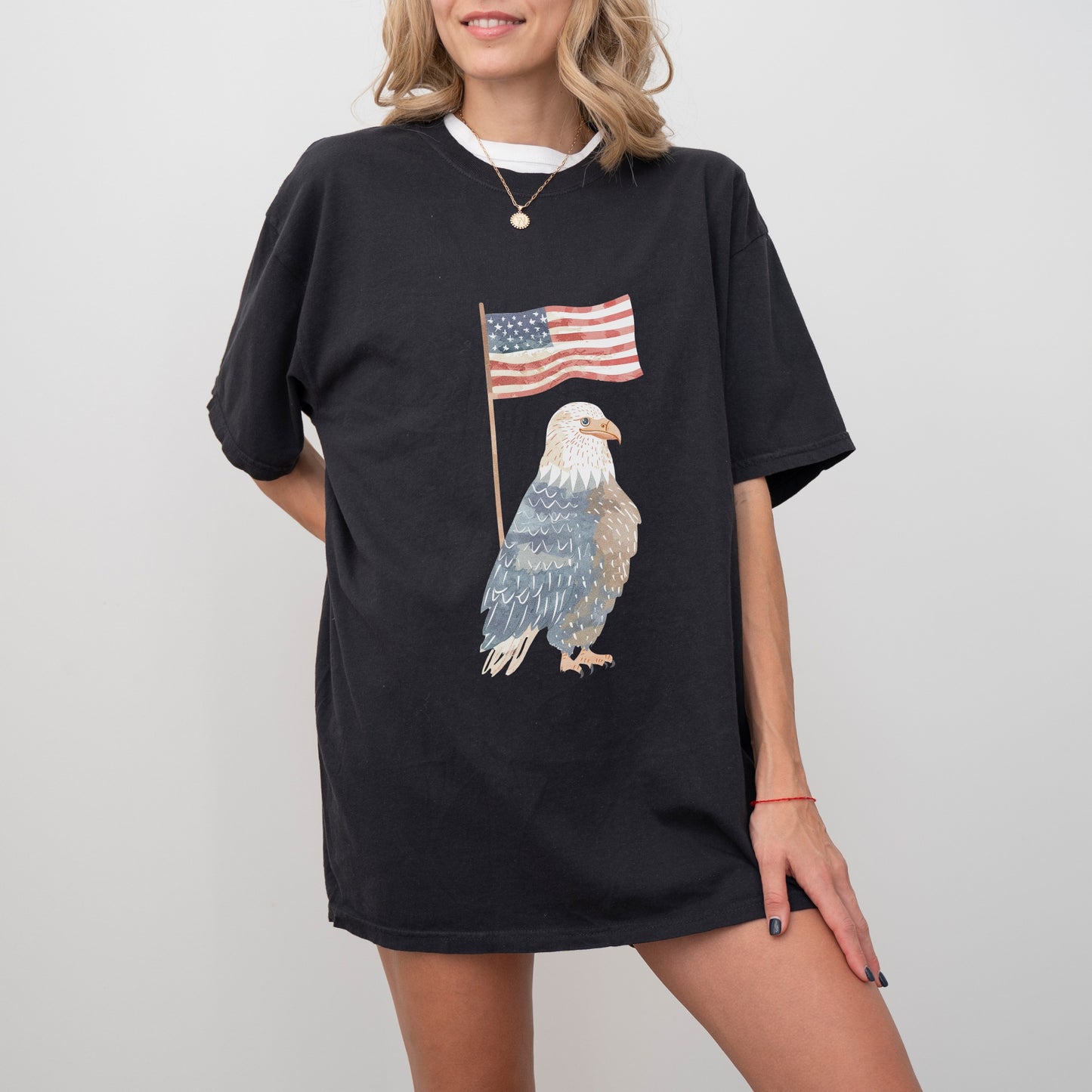 American Eagle T-Shirt | Whimsical Eagle with Flag Design